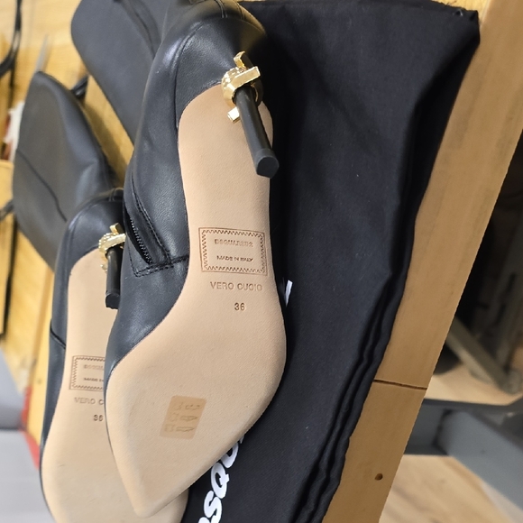 Dsquared2 Black Over the Knee Women's Leather Boots - Picture 5 of 12